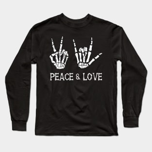 Peace and Love Skeleton Hands Long Sleeve T-Shirt